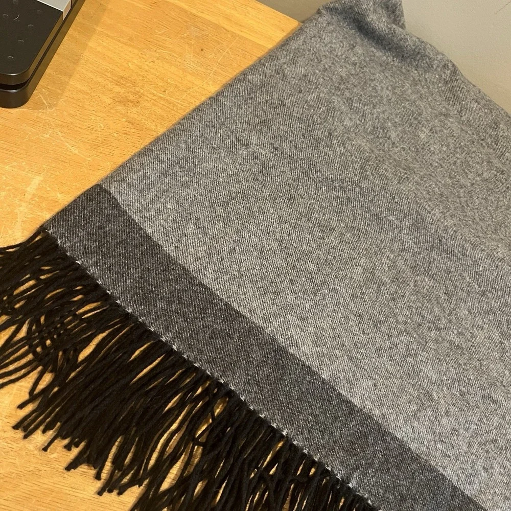 Williams Sonoma Cashmere Wool Blanket Throw‎ Black Gray 50